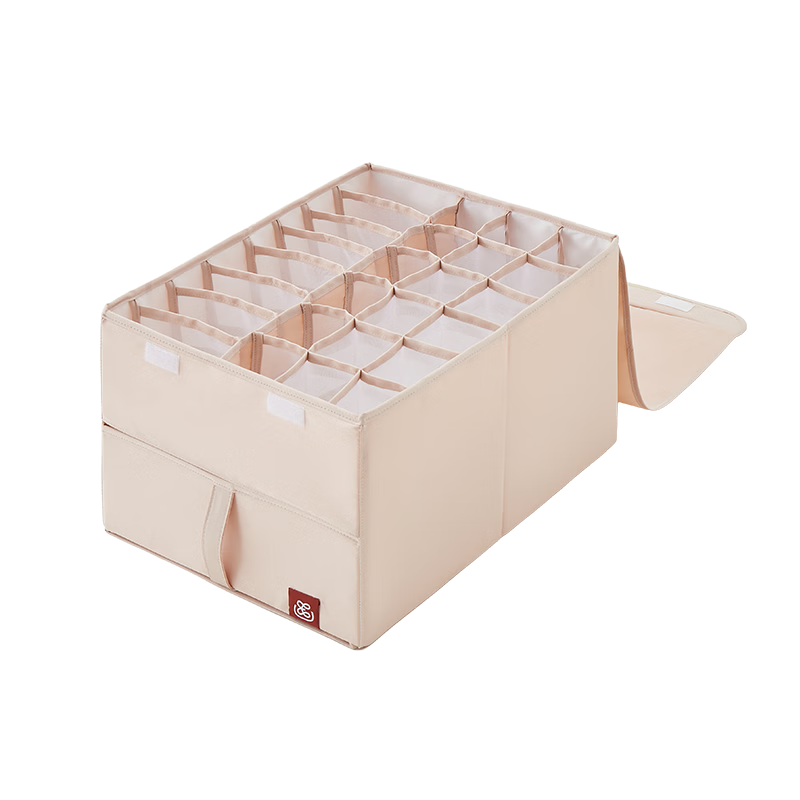 EACHY Underwear Storage Box, Home Drawer Divider Organizer, Lingerie Storage Solution - Almond Powder, 6 Compartments
