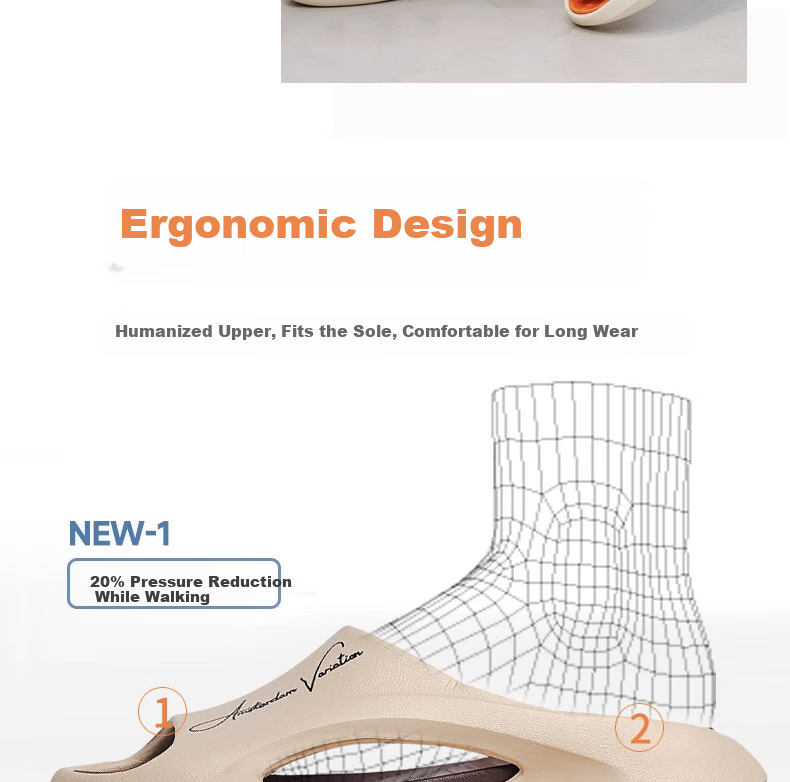 Huamei Jianbu Couple's Home Bathroom Slippers Non-Slip Soft Comfortable Sandals HM23161 Khaki Size 44-45 15