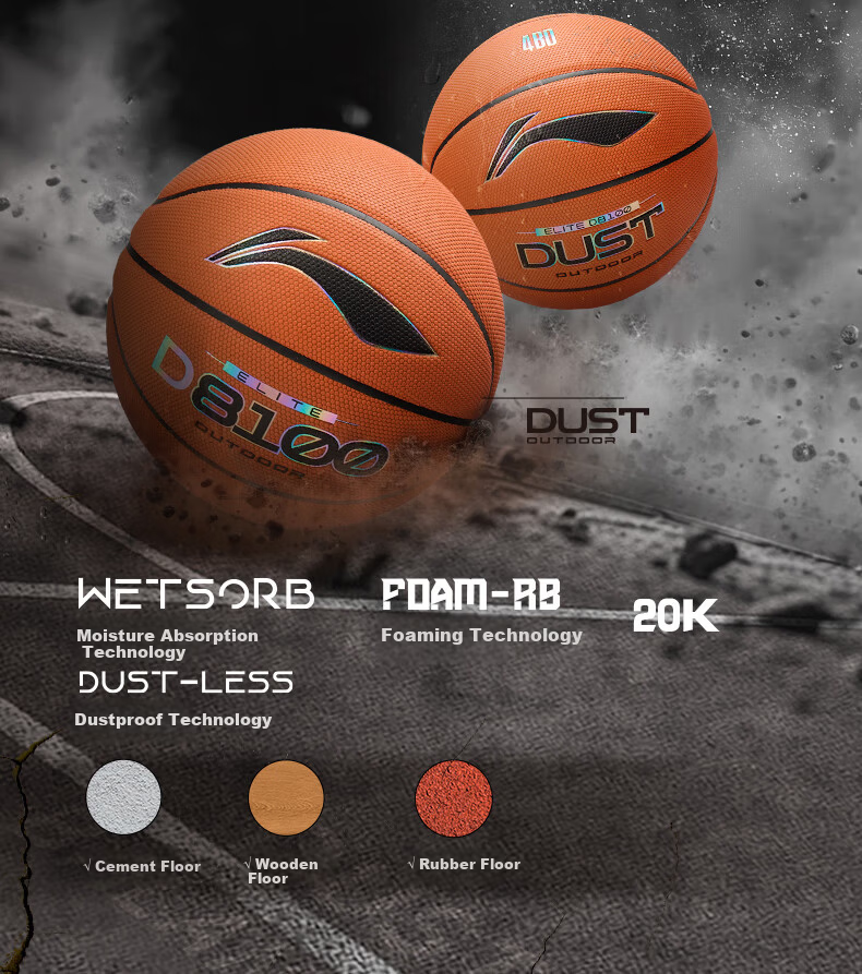 Li-Ning 4BD Basketball D8100 Adult Professional Competition Grade Size 7 Outdoor High-Strength Dustproof Durable Wear-Resistant Ball Size 7 2