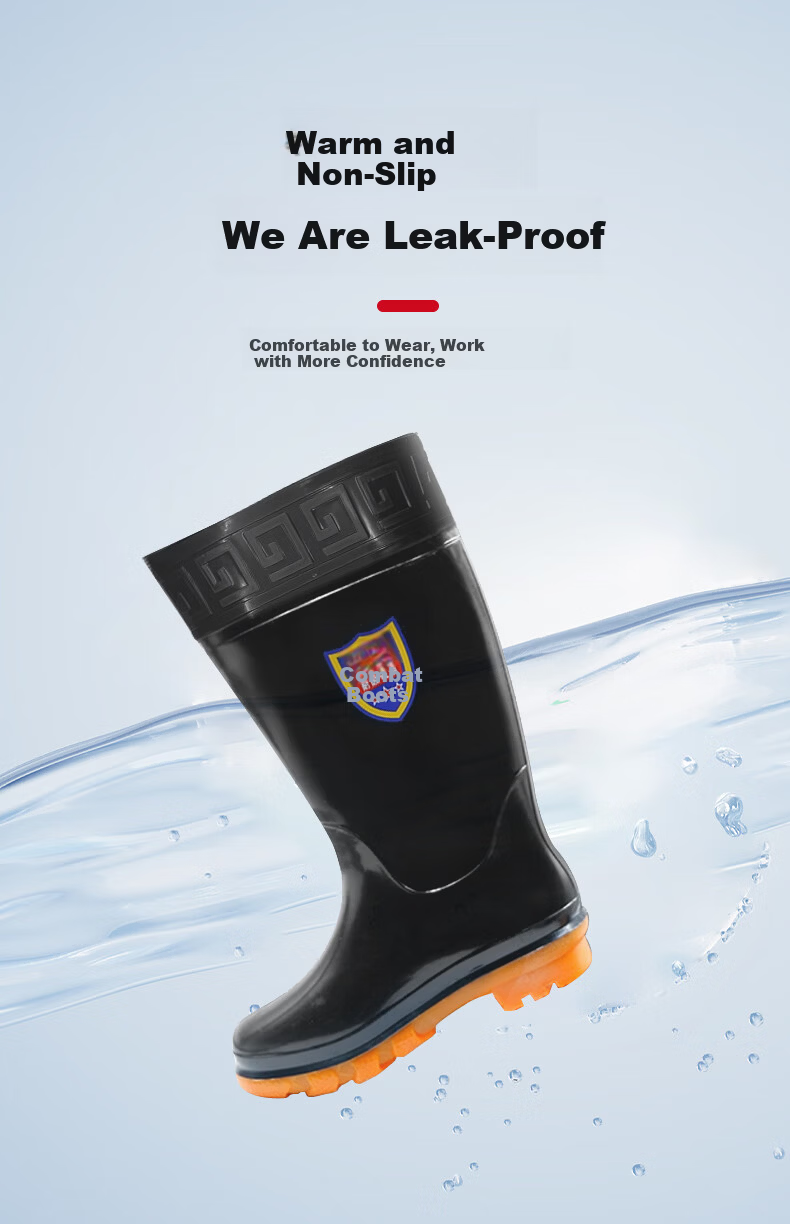 Leyoubaiyi Food Factory Labor Protection Rain Boots Size 44 Wear-Resistant Non-Slip High Tube Waterproof Work Sanitary Shoes White 4