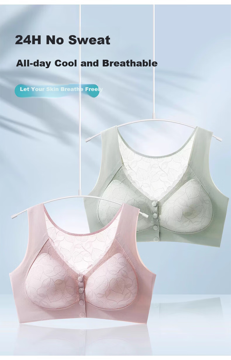 LangSha Women's Maternity Front Closure Bra Middle-aged and Elderly Vest Wireless Large Size Seamless Sports Bra Beautiful Back 11