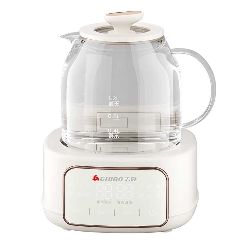 CHIGO Health Pot All-Glass Glue-Free Electric Kettle Tea Maker Temperature Control Household Hot Water Kettle Insulated Flower Tea Pot 1.2L Large Capacity Multifunctional Flower Tea Kettle YJ-A02