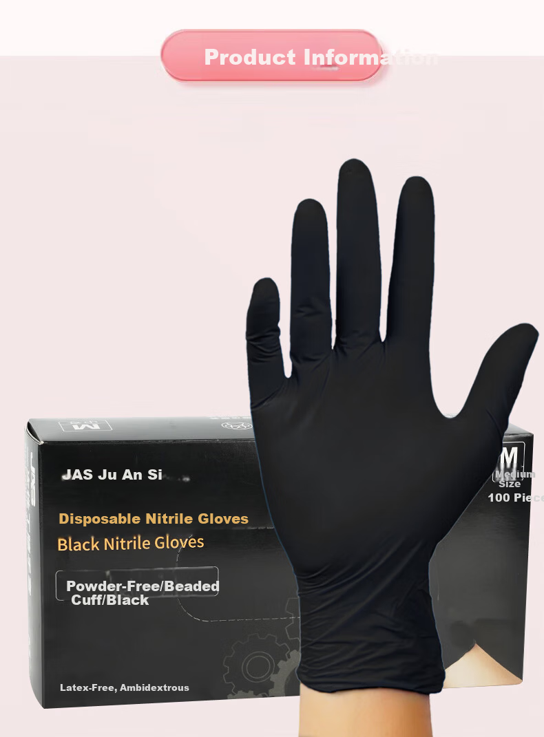 Jiansi Disposable Gloves, Nitrile Gloves, 100 Pieces, Medium Size, White, Durable, Food-Grade, Waterproof Rubber Gloves 8