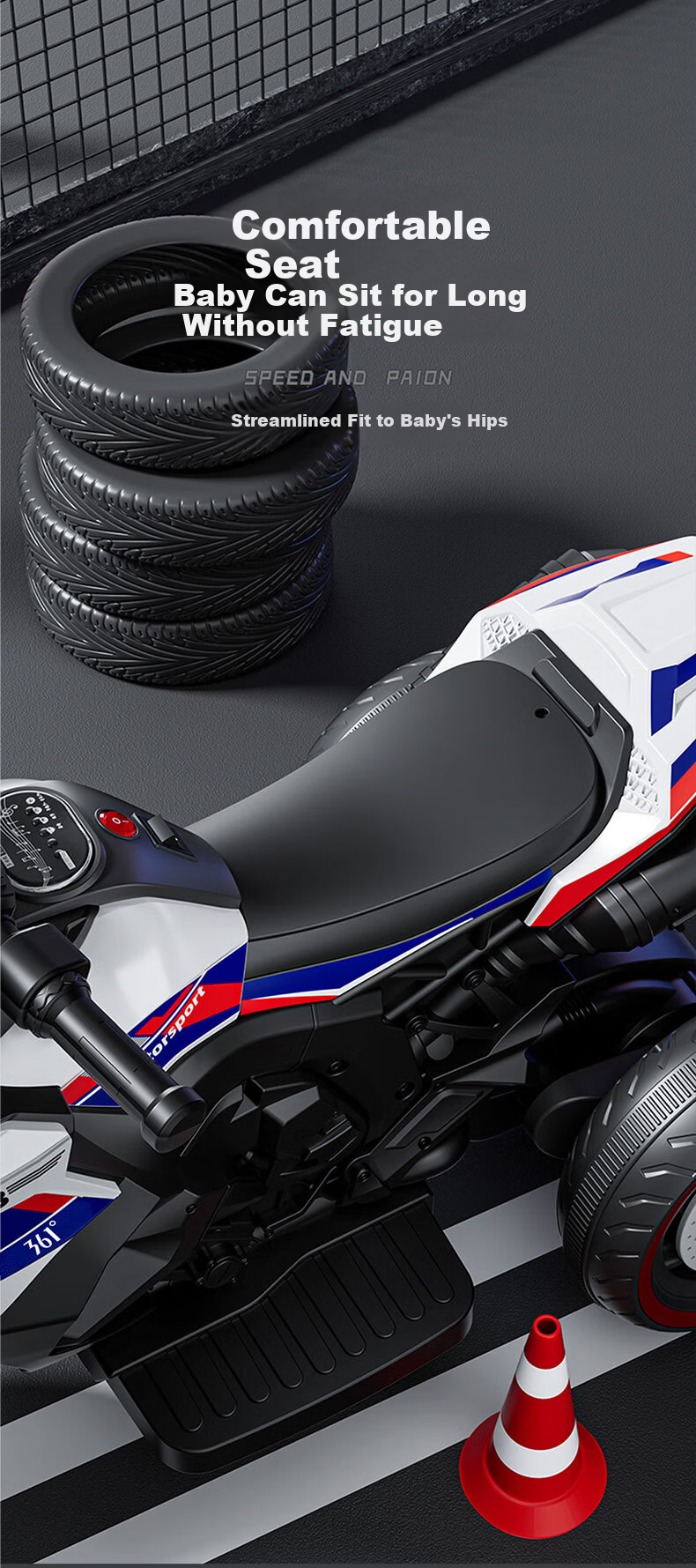361° Kids Electric Motorcycle DH-318 for Ages 1-10, Ride-On Toy for Boys and Girls 10