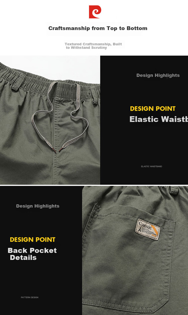 Pierre Cardin Men's Summer Cotton Lightweight Cargo Shorts Loose Straight Five-Point Pants Military Green XL 4