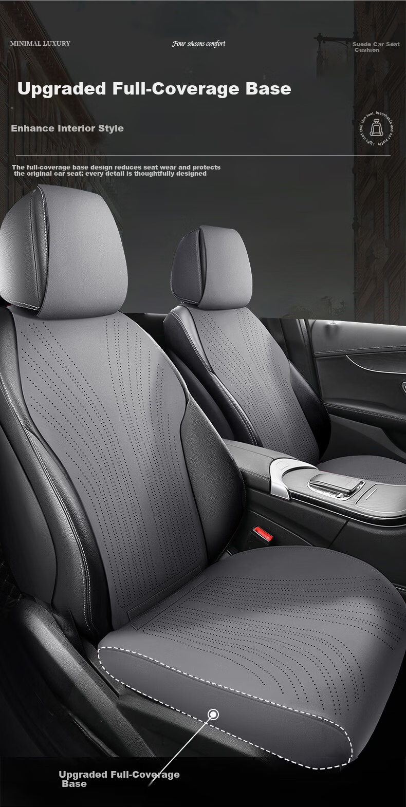 RATHBONE Car Seat Cushion All-Season Universal Suede Saddle Pad Universal Seat Cover for Volkswagen Lavida Passat Sagitar 9