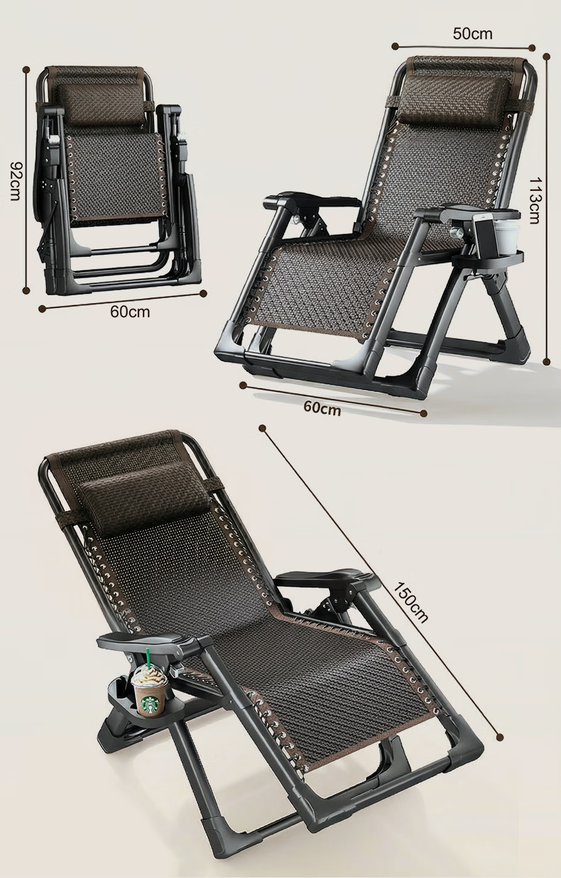 Hakkai Bird Bamboo Reclining Chair Office Nap Chair Foldable Elderly Rattan Woven Chair Balcony Home 520 Gift 10