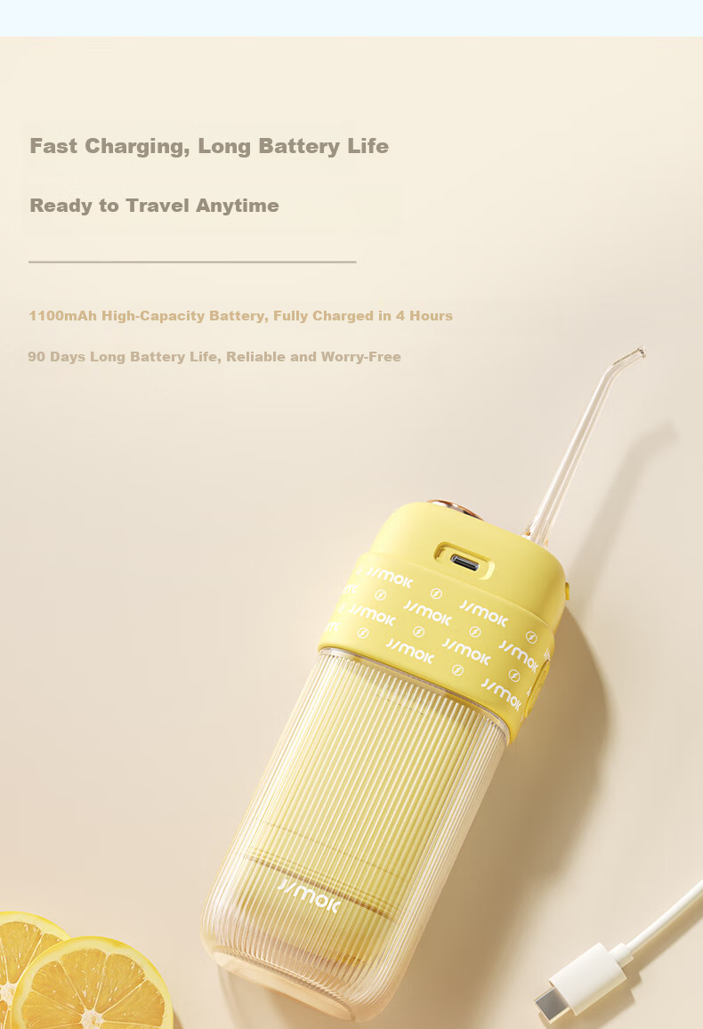 JIMOK German Portable Water Flosser Tooth Cleaner UV Sterilization Gentle Bubble Gum Care S5 Upgraded Cream White 15