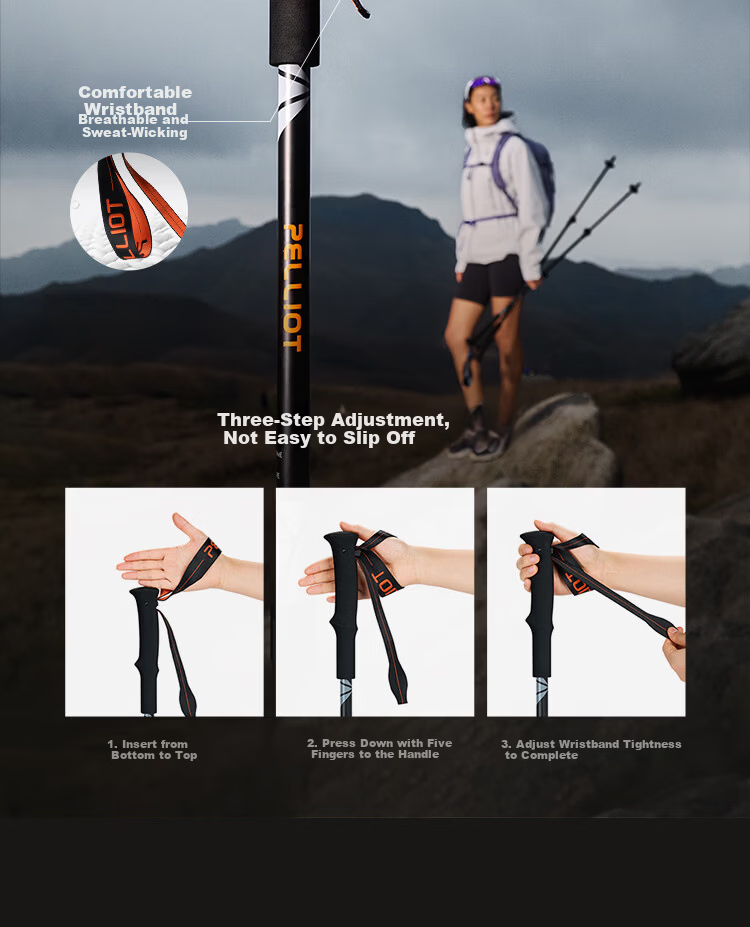 Pelliot Zhao Lusi Edition Lightweight Outdoor Hiking Pole Ultra-Light Carbon Fiber Telescopic Women's Trekking Stick 165036011 10