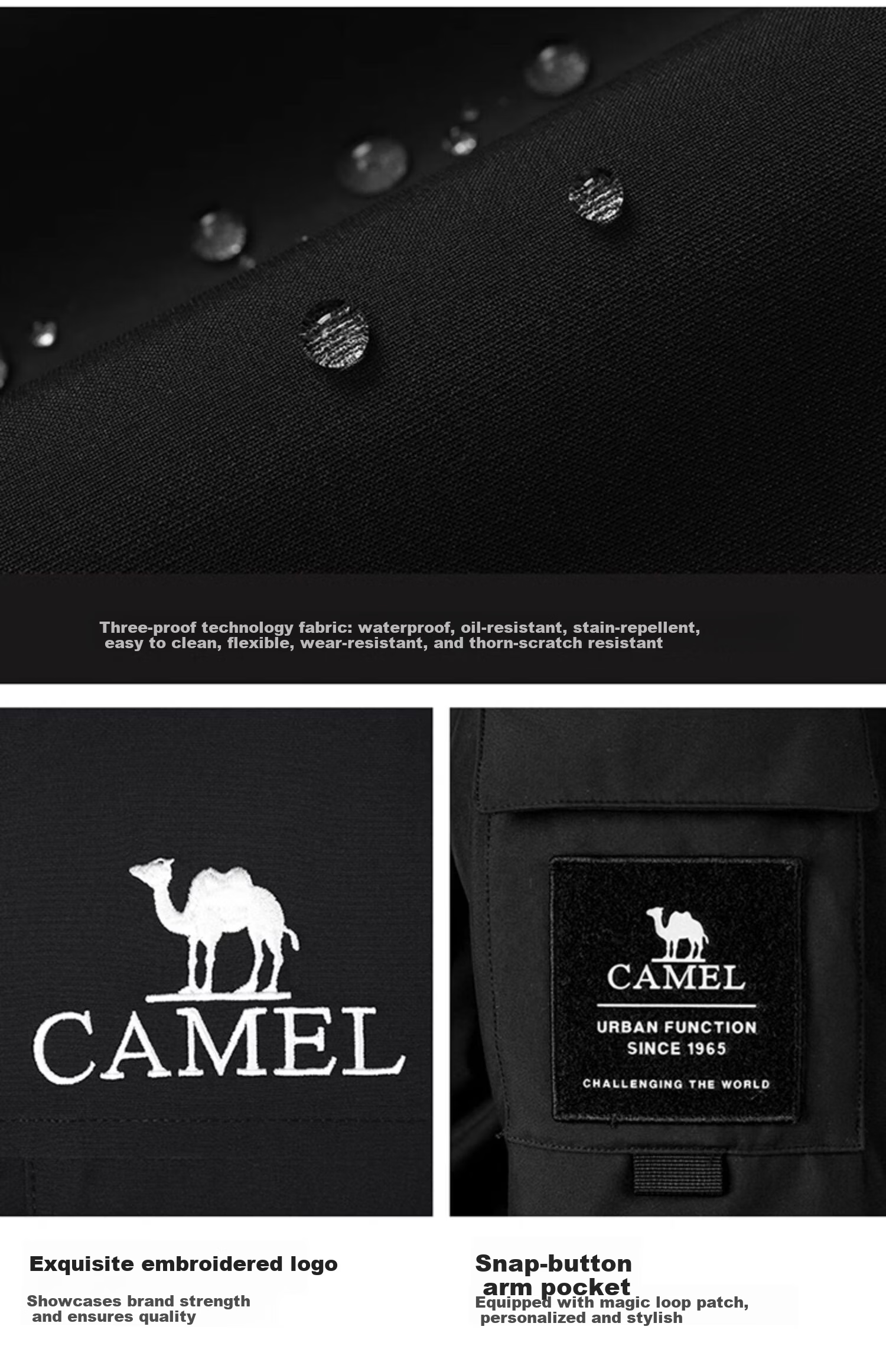 CAMEL [Guanghan Palace] Outdoor Waterproof Windproof Thickened Three-Protection Workwear Down Jacket for Men and Women N133 24