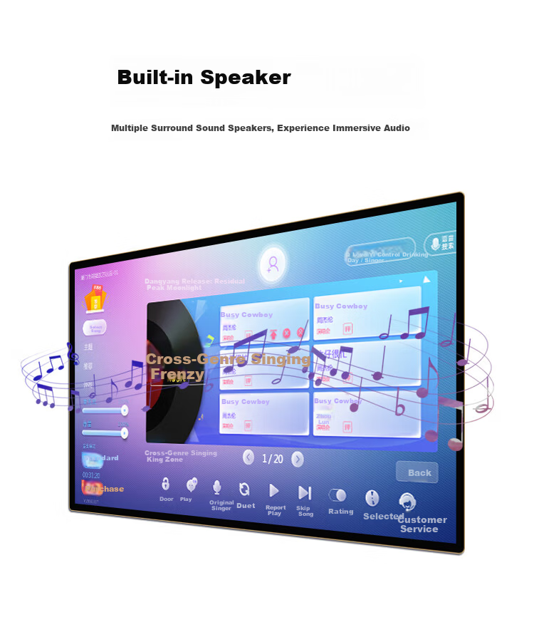 Hushi Guang 21.5-inch Advertising Player HD Narrow Bezel Digital Signage Touchscreen Display Wall-mounted Hanging Milk Tea Shop Elevator Promotion Screen Electronic Menu Poster Player 10