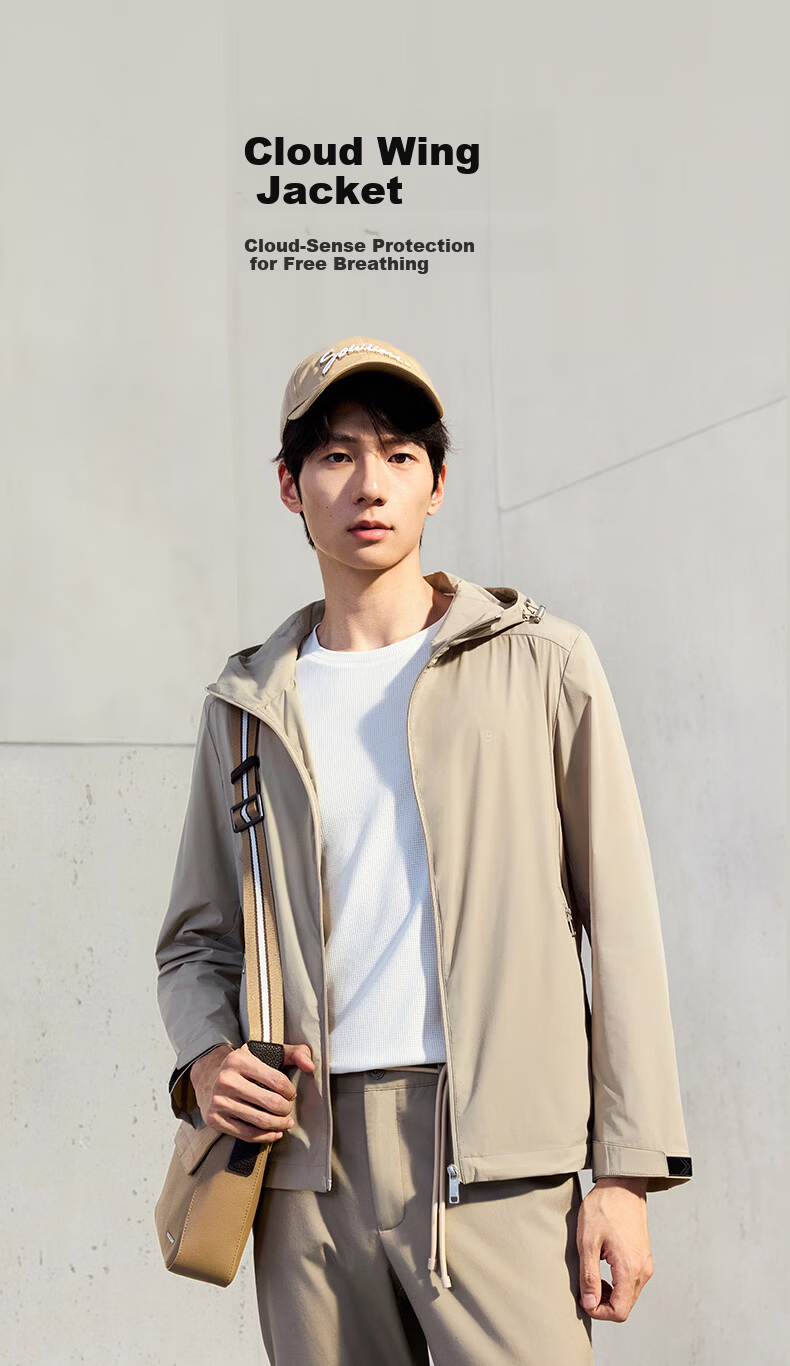 Goldlion [Cloud Wing Jacket] 25 Spring Summer Men's Sun Protection UV Resistant Hooded Lightweight Jacket Apricot 2XL 2