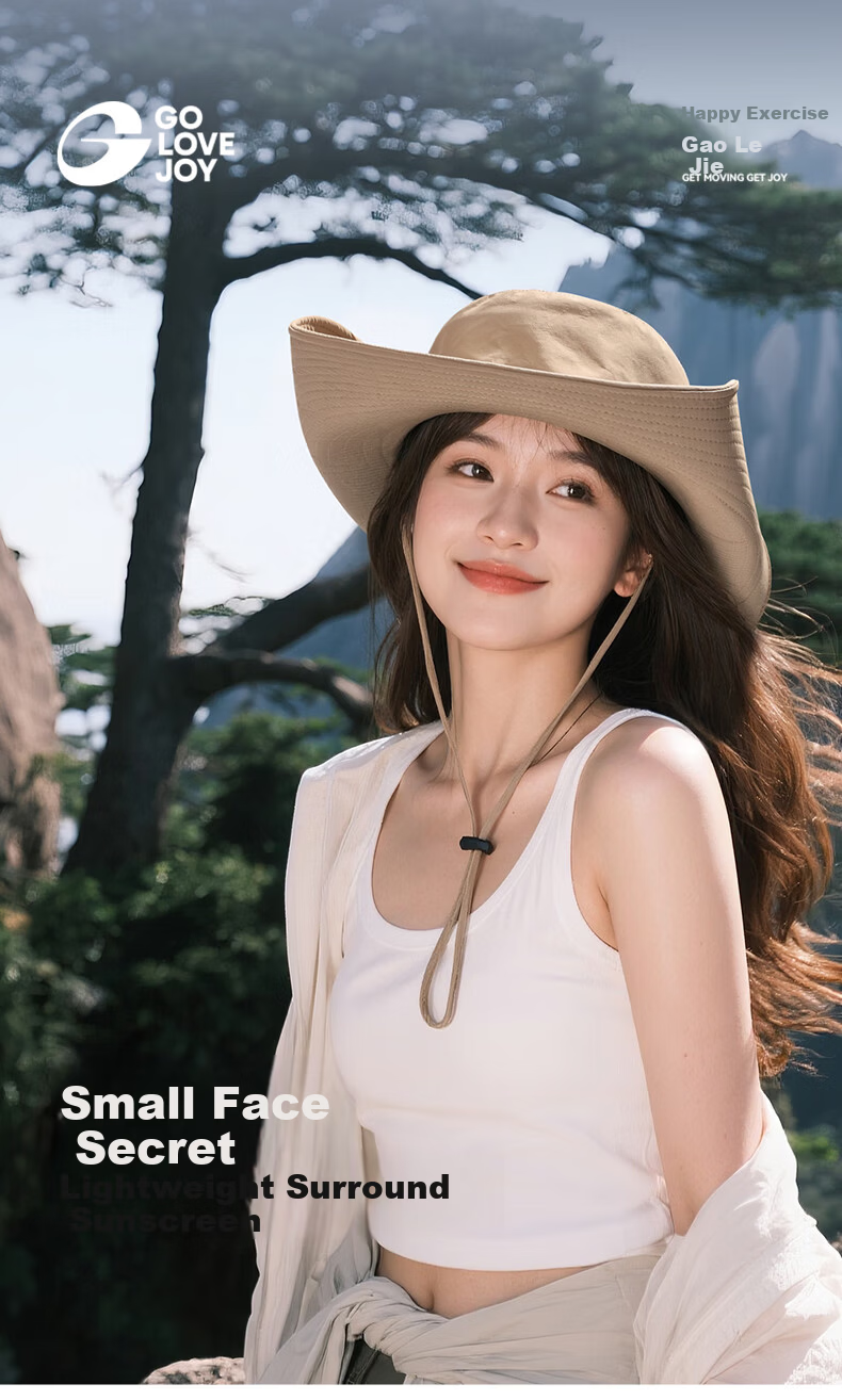 GOLOVEJOY Fisherman Hat Outdoor Mountaineering Hat Women's Sun Hat Men's Large Brim Large Head Circumference Sun Protection Hiking Light Gray M 1