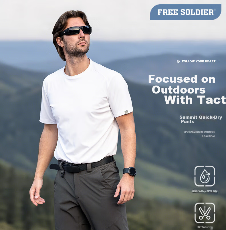 Free Soldier Peak Quick-Dry Pants Teflon Three-Protection Spring Summer Breathable Scratch-Resistant Durable Sun Protection UPF50+ Black 34W/30L 1