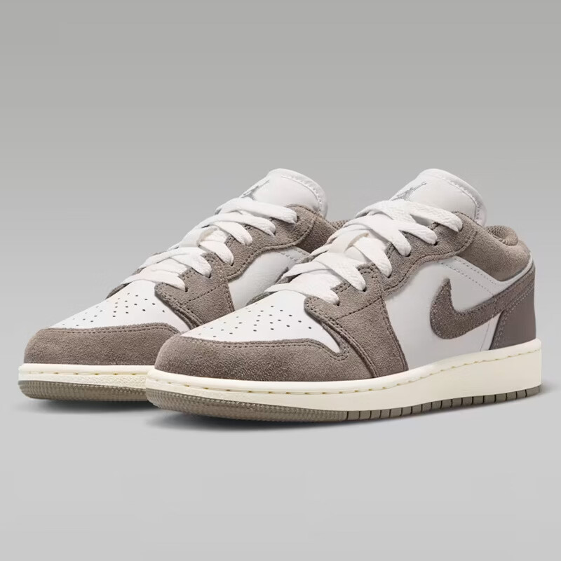Jordan Children's Casual Shoes AJ1 LOW BG New Low-Top Sneakers Sports Shoes 553560-026 White Brown 35.5