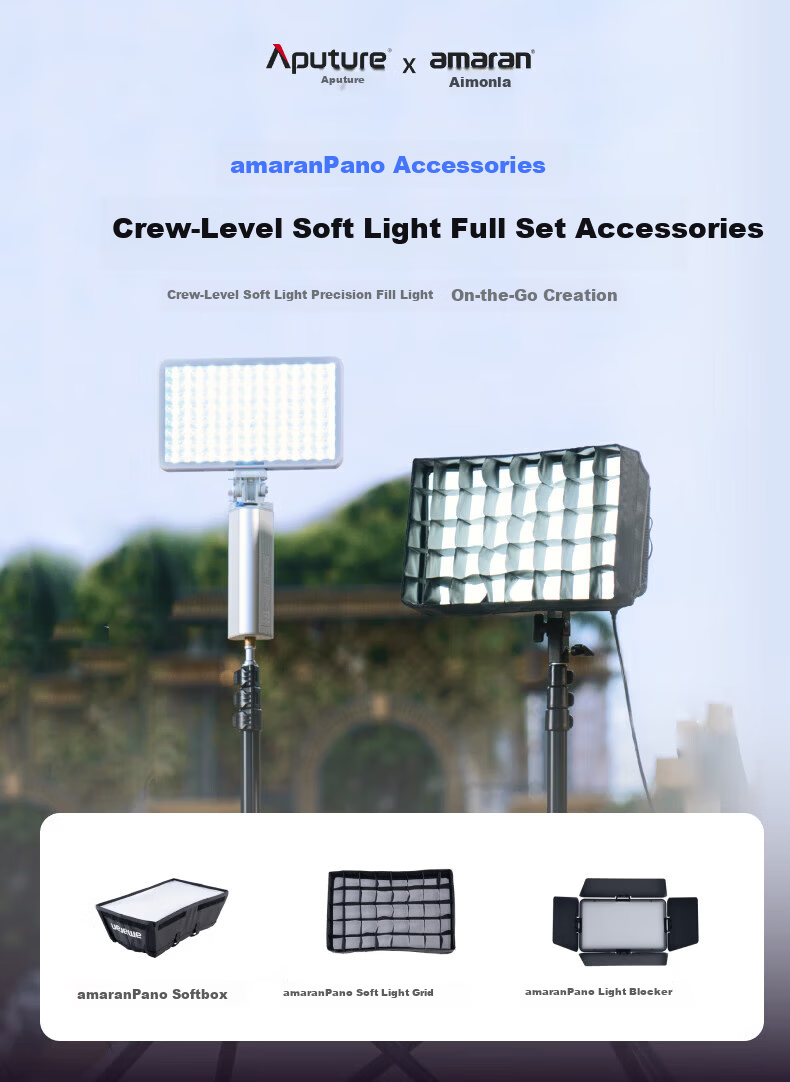 Aputure Portable Full-Color Outdoor Flat Panel Fill Light with Soft Light Control Accessory, Amaran Pano 120c Grid 1