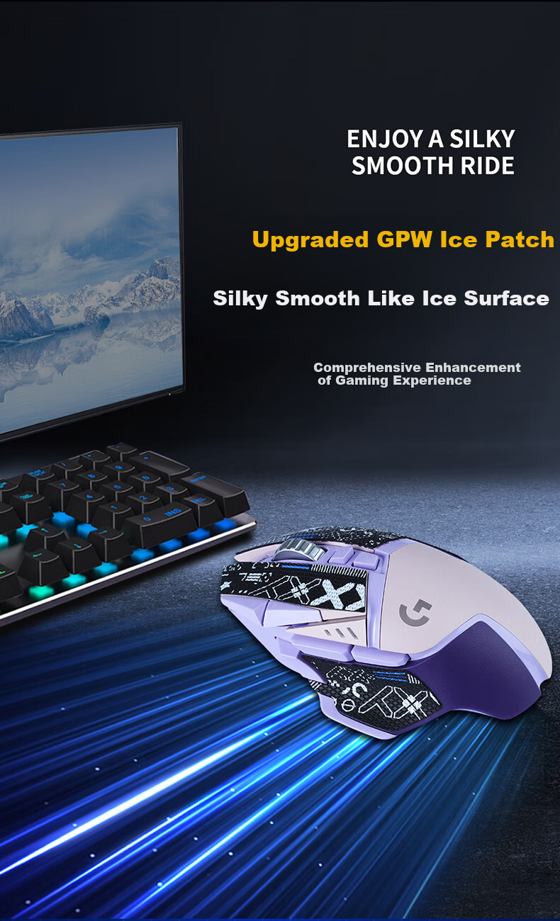 BUBM GpW Anti-Slip Sticker for G502Hero, Sweat-Absorbing Side Sticker, Gaming Frosted Anti-Slip Sweat-Proof Wired And Wireless Mouse Pad Sticker, White Floral Print Collectio 3