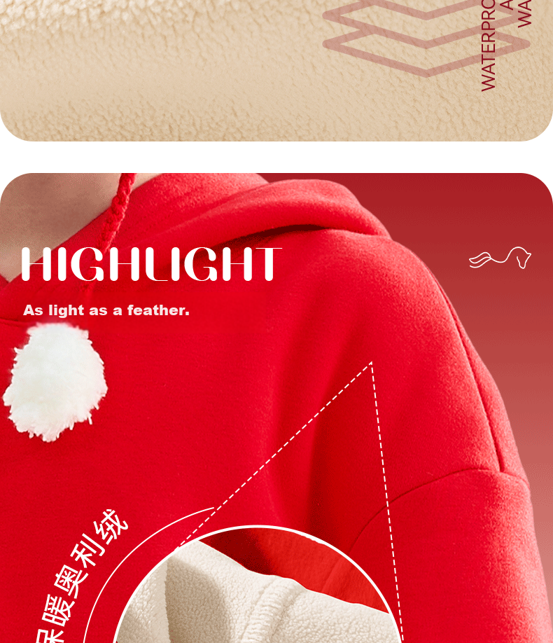Baleno Boys Red Fleece Lined Hoodie Winter Sweatshirt Kids New Year Clothing Big Boys Lunar New Year Top 3