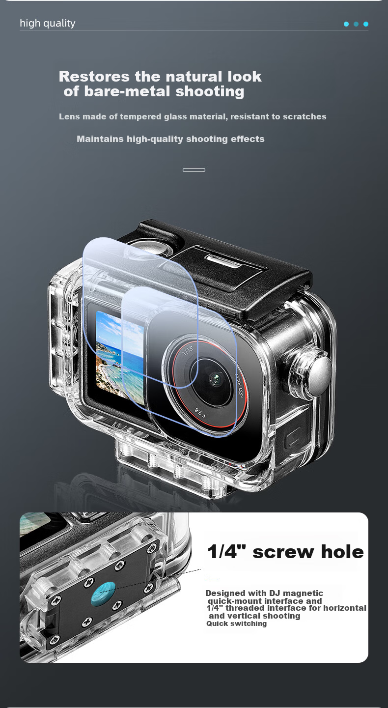 REYGEAK Waterproof Case for DJI Action 5 Pro, Anti-Fog Diving Housing for Action 4/3 Sports Camera Accessories, Underwater Deep Diving Protective Cover 7
