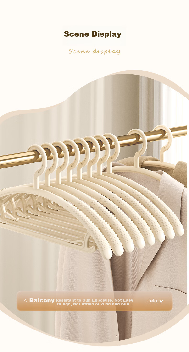 Baicaoyuan Non-Marking Clothes Hangers, Anti-Slip Wide Shoulder Thickened Hangers, Household Milk White 20-Pack 19