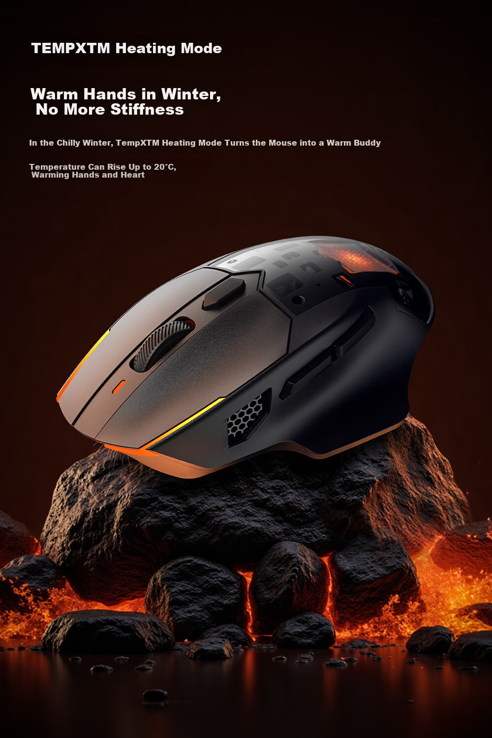 Black Shark Star Flash Heated Gaming Mouse Ergonomic Dual 8K Report Rate Wireless Tri-Mode Right-Handed PUBG/LOL/CSGO Mouse 7