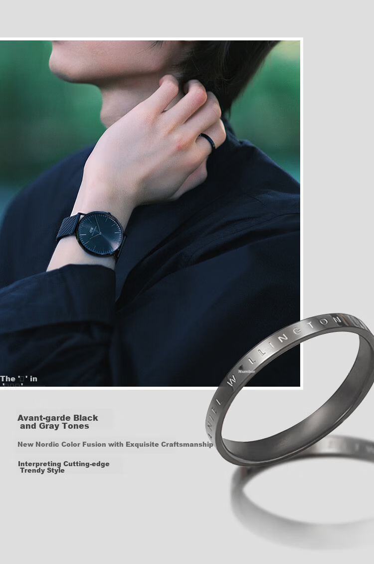 Daniel Wellington (DanielWellington) women's ring, classic couple ring, obsidian black size 52 DW360 birthday gift for girls 7