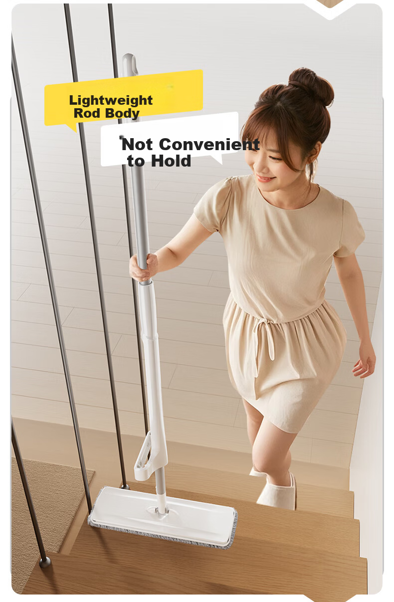 Little Seal Japanese Flat Mop 33cm with 2 Cloths, Hands-Free Washing, Household Dual-Use Wet and Dry Lazy Mop Cleaning Tool 15