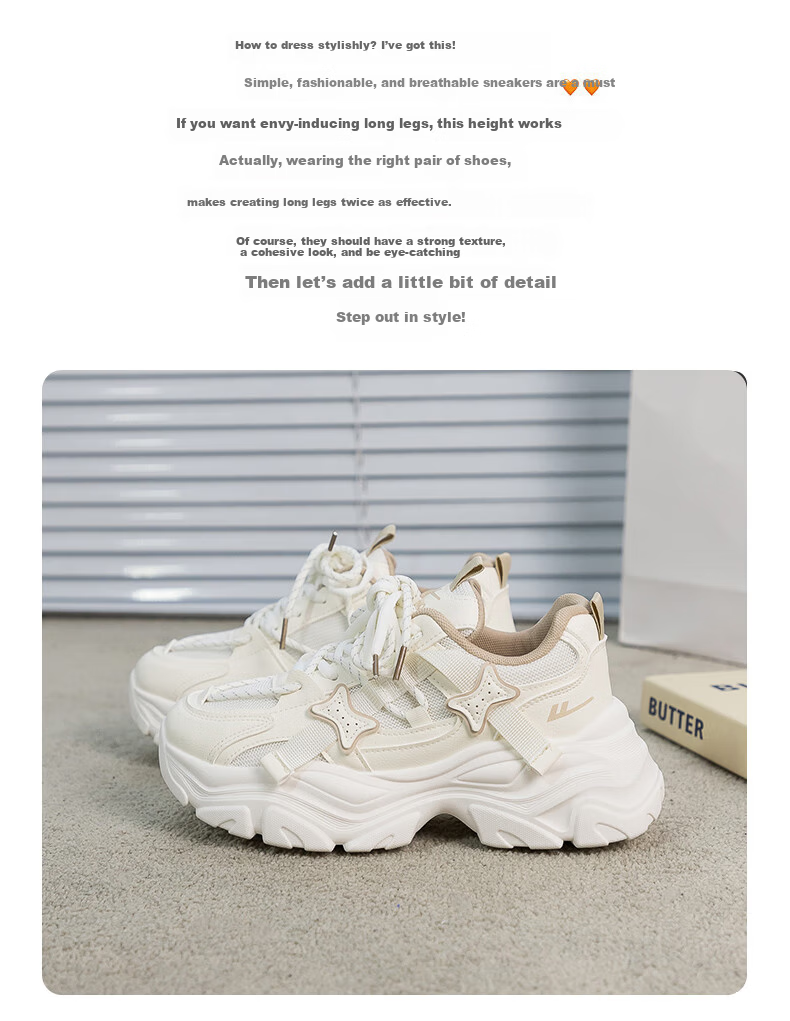 Warrior Women's Dad Sneakers 2026 Spring New Thick Sole Height Increasing White Casual Soft Sole Sports Shoes 2