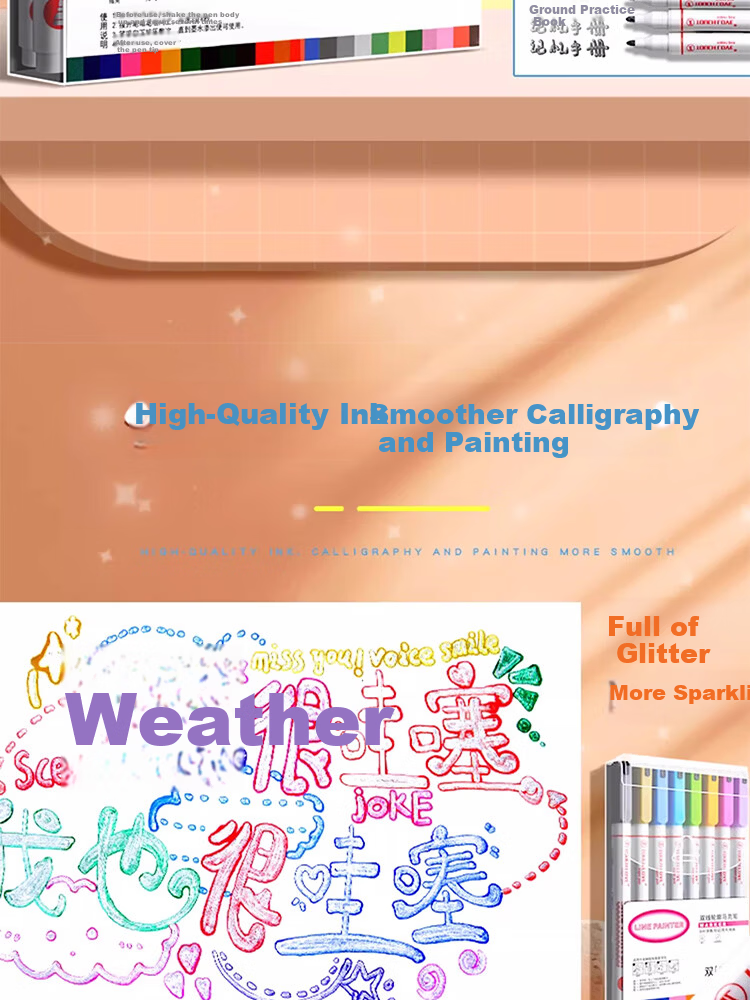 Meijiwan 12-Color Double-Line Outline Pen Set Thick Glitter Quick-Dry Pearl Journal Marker DIY Kids Double-Line Pens 5