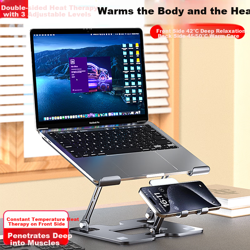 Zitai 2-in-1 Laptop and Phone Stand – Adjustable Cooling Foldable Holder for Laptop, Tablet, and Mobile Phone