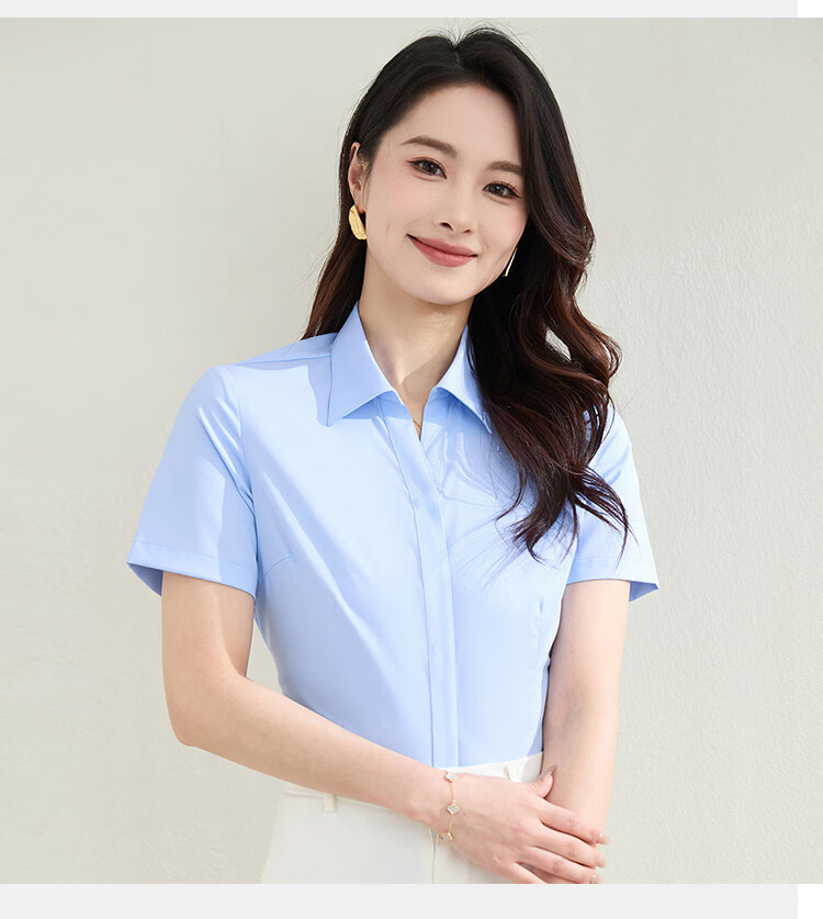 TUCANO Women's Bamboo Fiber Wrinkle-Resistant Non-Iron V-Neck Business Formal Long Sleeve Shirt White 4XL 13