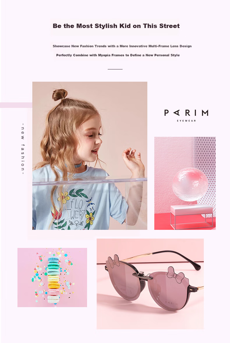 PARIM Kids Myopia Clip-On Sunglasses Ultra-Light Flip-Up Polarized Clip-On Sun Glasses Student UV Protection 2