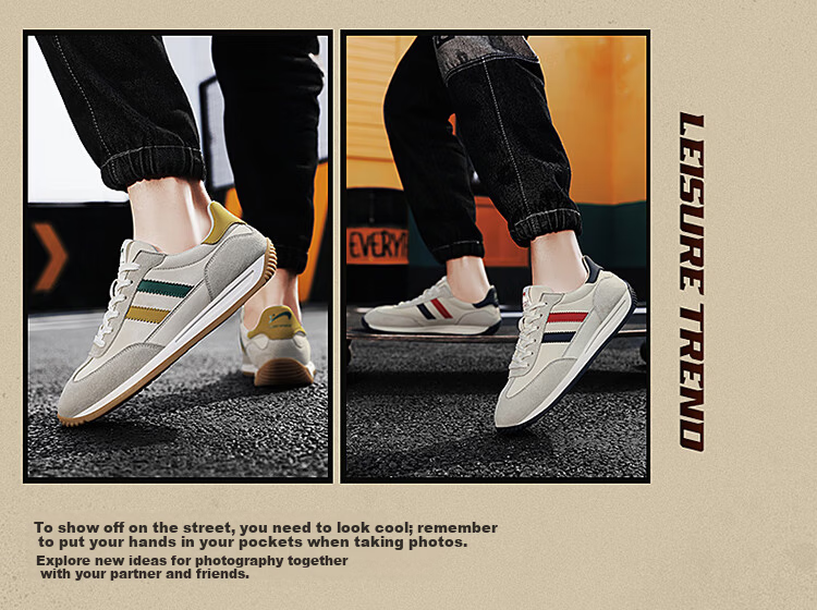 Guirenniao Men's Casual Shoes 2025 Retro Breathable Sports Running Shoes Beige/Light Khaki/Earthy Yellow Size 43 2