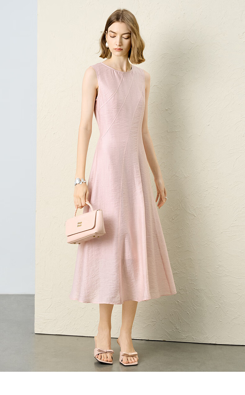 Yanyu Elegant Tencel Vest Dress for Women 2026 Summer Slim Waist Mature Long Dress Light Blue S 11
