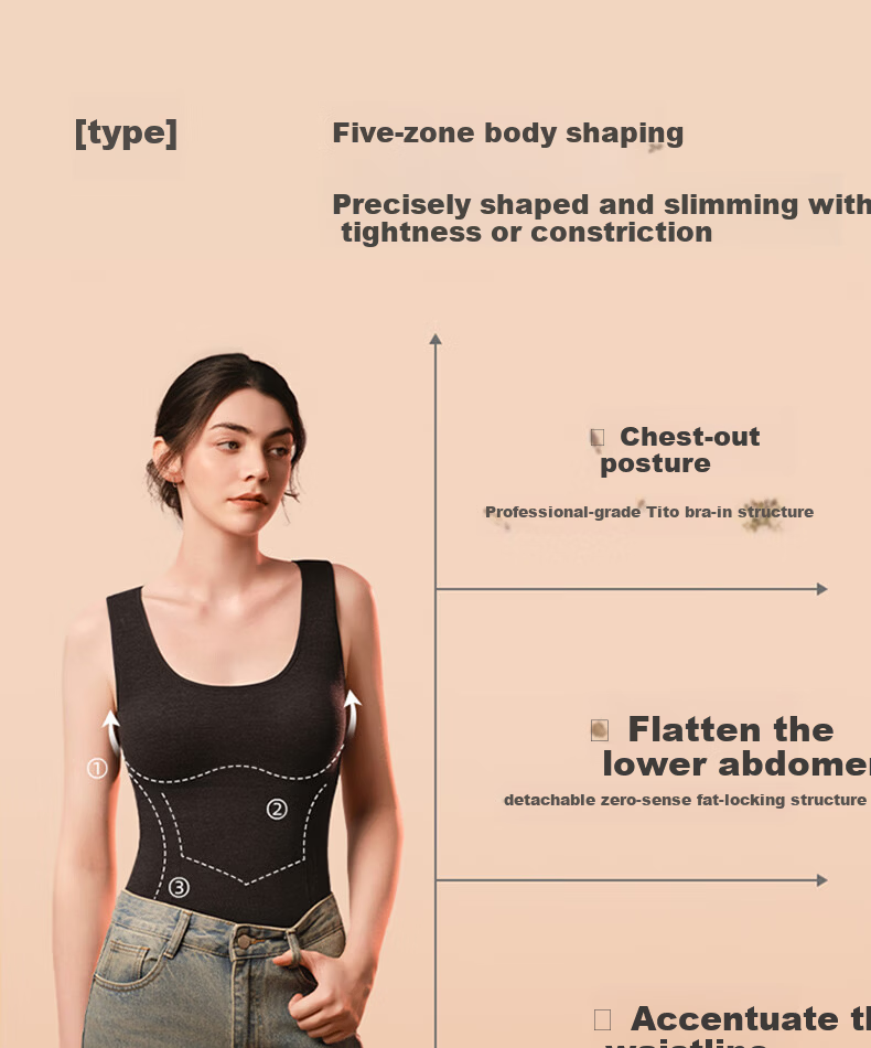 LUCKMEEY Wool Warmth Integrated Thermal Underwear for Women with Chest Pad, Fleece-Lined Thickened Heating Vest 7