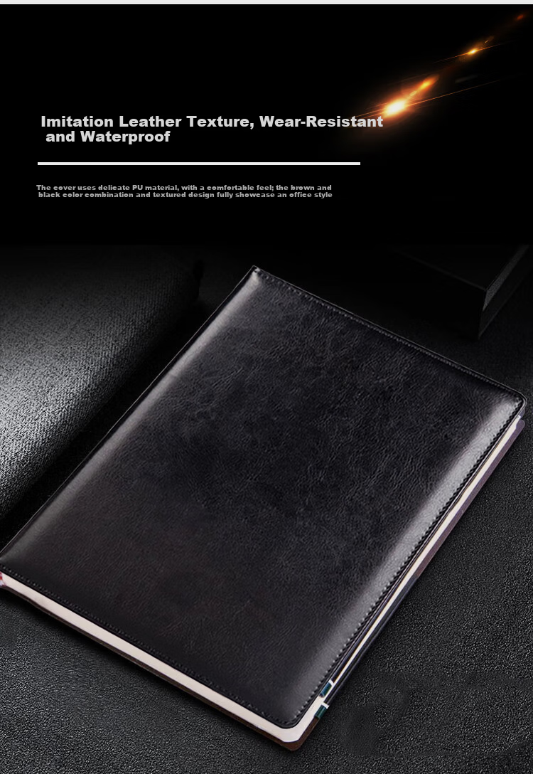 TANGO 16K Classic Business Leather Notebook Simple Black 80 Sheets Soft Touch Journal Office Diary Meeting Notes Lesson Plan Customizable 4