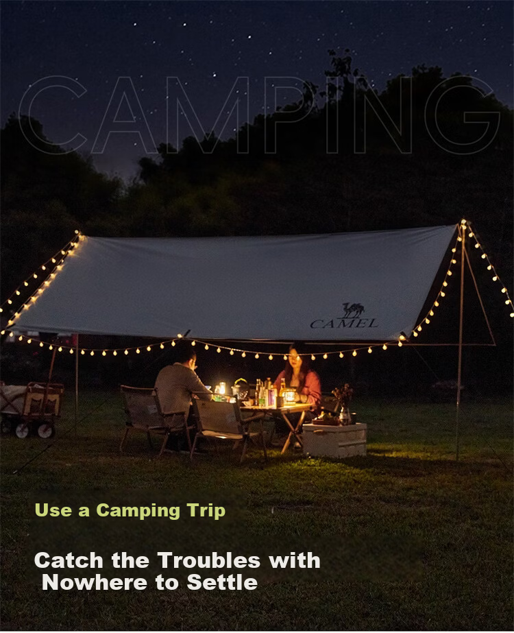 CAMEL "Peng" Black Coated Three-Pole Canopy Tent Large Outdoor Black Coated Sunshade Shelter 20