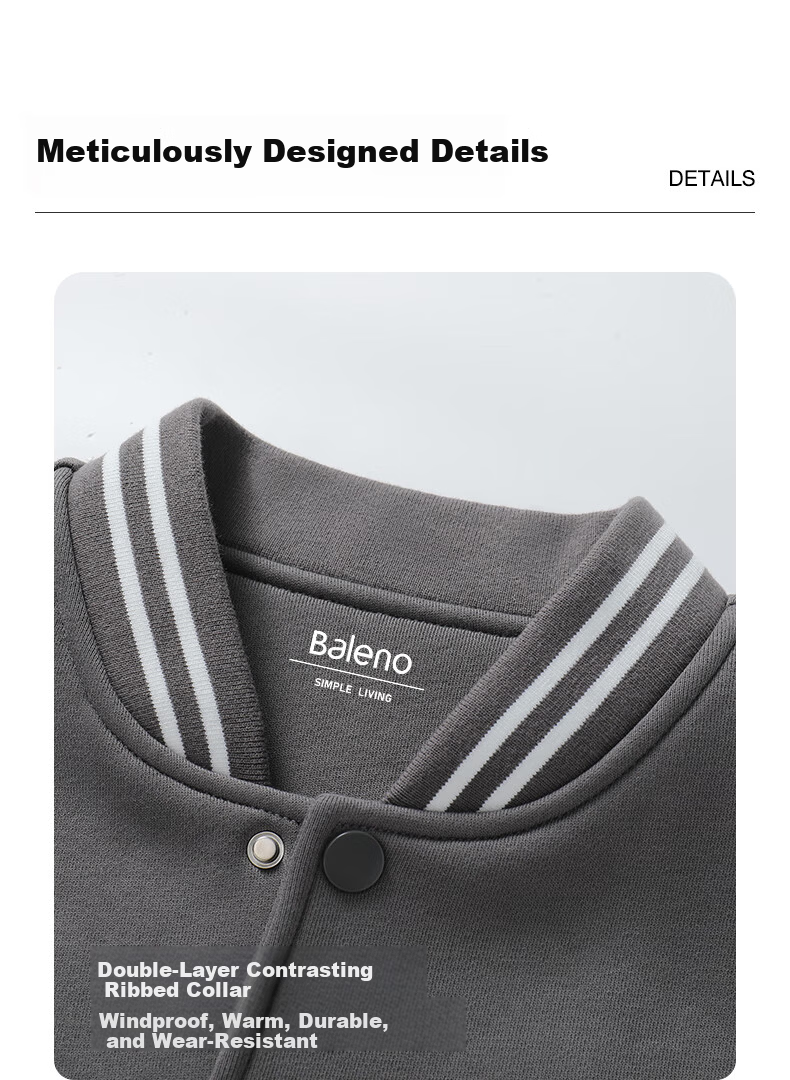 Baleno Baseball Jacket for Men, Spring Simple Cool Youth Trendy Brand Coat, Casual Oversized Couple Knitted Color-Block Jacket 12