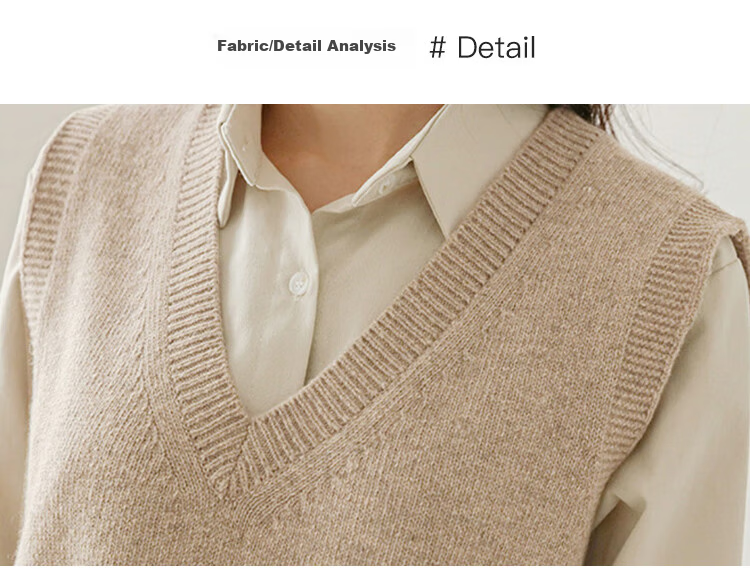 Chushen Spring And Autumn Knitted Vest for Women, Wilderness Maillard Vintage V-Neck Tank Top, Layered Sweater S143Z5005 16