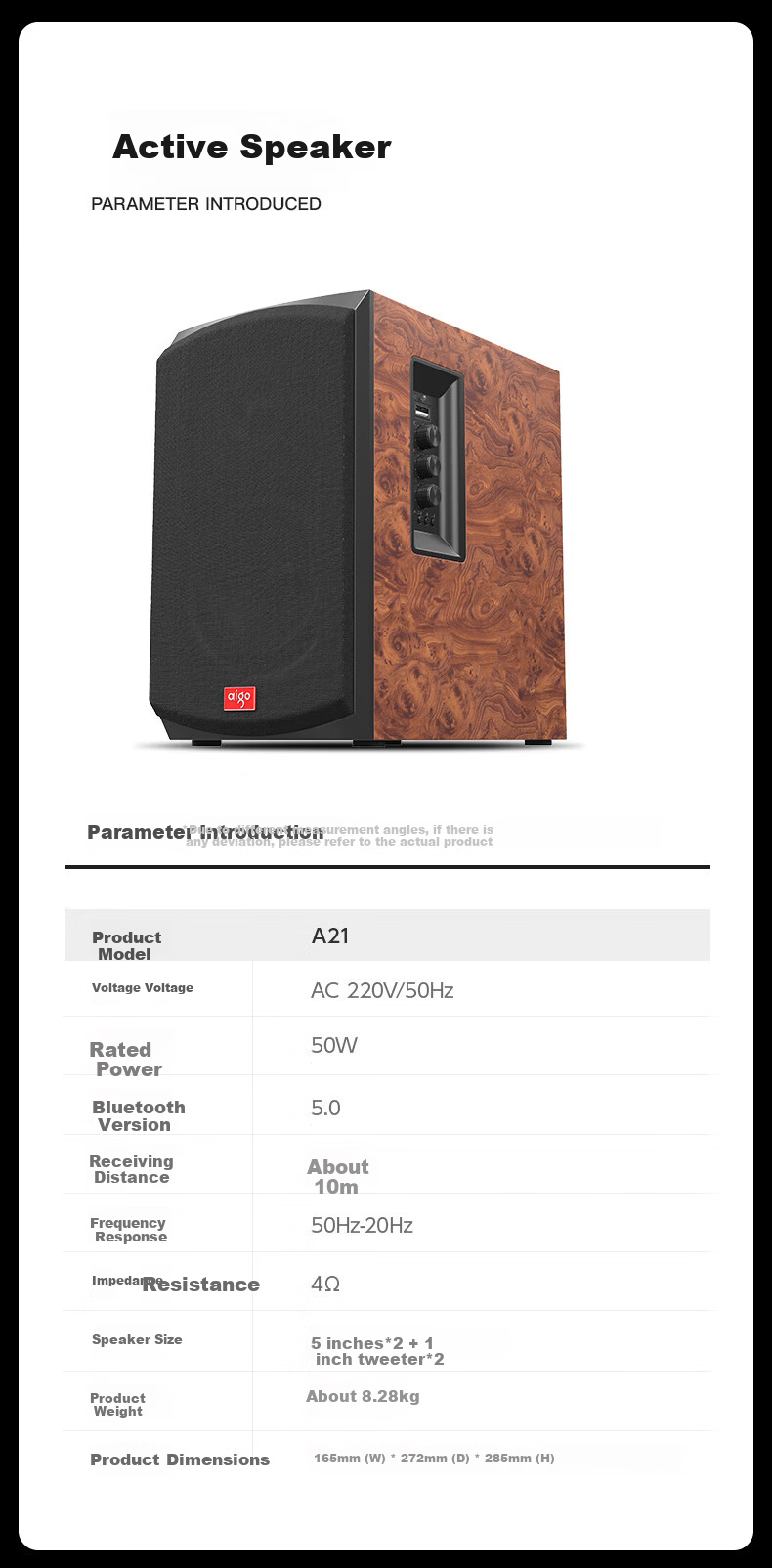 Patriot A21 Professional Active Desktop Monitor Speaker Multimedia Wooden Subwoofer for PC Home TV Karaoke Heavy Bass 5