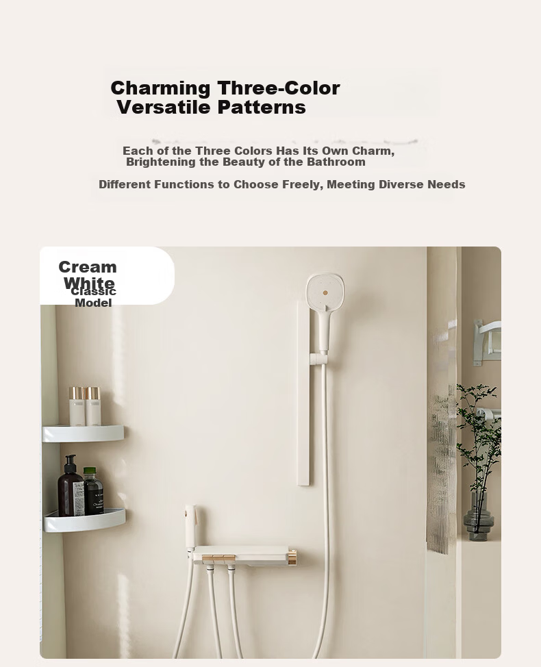 HEGII Shower Head D40 Light Version, Piano Key Storage, Compact Bathroom Shower Head Set HMF938-21 5