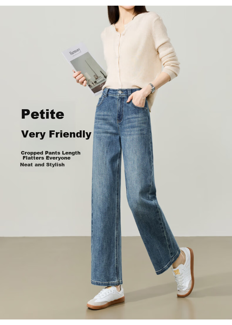 ESE-Y Women's 9/10 Straight-Leg Jeans 2026 Spring New Fashion Petite Slim Fit Denim Pants Dark Blue 29 6