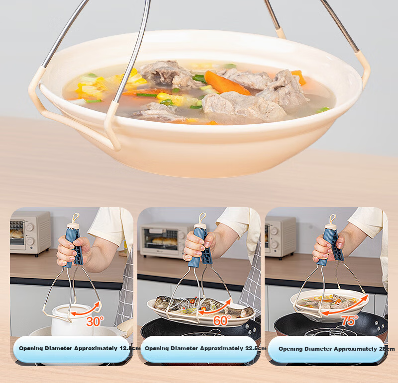 Temeiju Silicone Heat-Resistant Bowl and Plate Tongs 2-in-1 Kitchen Food Clip Grabber 7