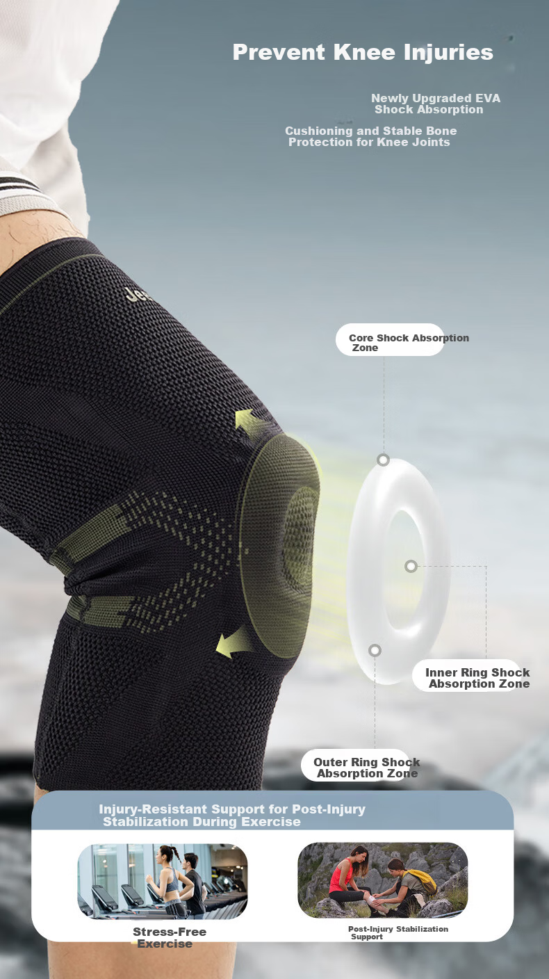 JEEP Knee Pads Sports Unisex Basketball Protective Running Fitness Breathable Jacquard Knee Pads Green XL 3