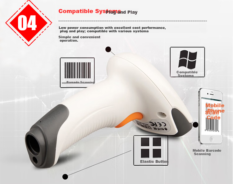 Newland HR11 1D Barcode Scanner Mobile Screen QR Code Reader for WeChat Pay 5