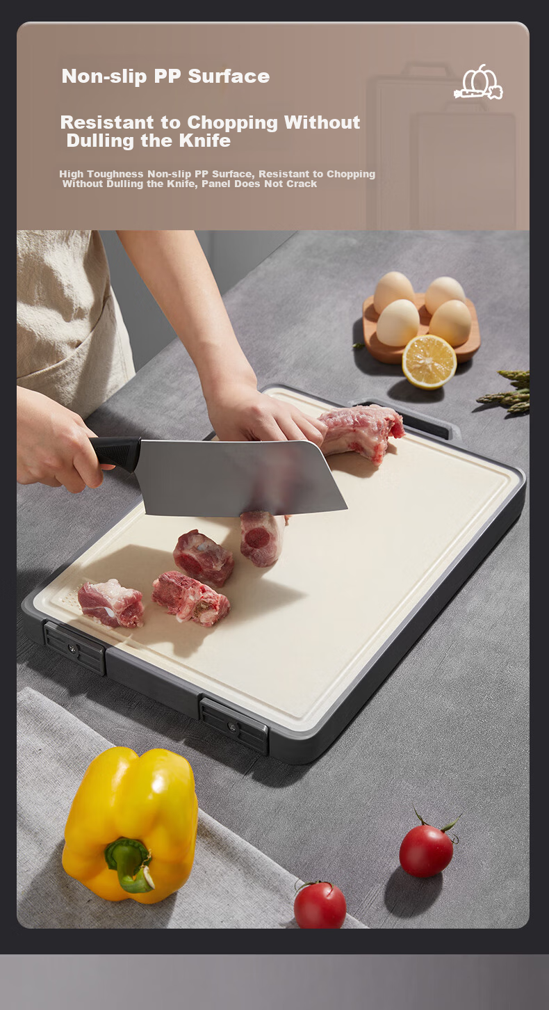 Shuangqiang Antibacterial Stainless Steel Cutting Board Food Grade Mold Resistant Knife Mark Resistant 43.5x29.5x1.8cm 9