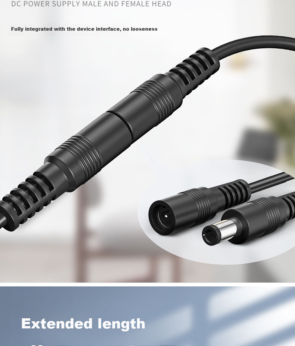 COMPCCTV Surveillance Camera DC12V Power Extension Cable SMT-YCB3 Male And Female Connectors Power Cord Router Extension Cable White 3