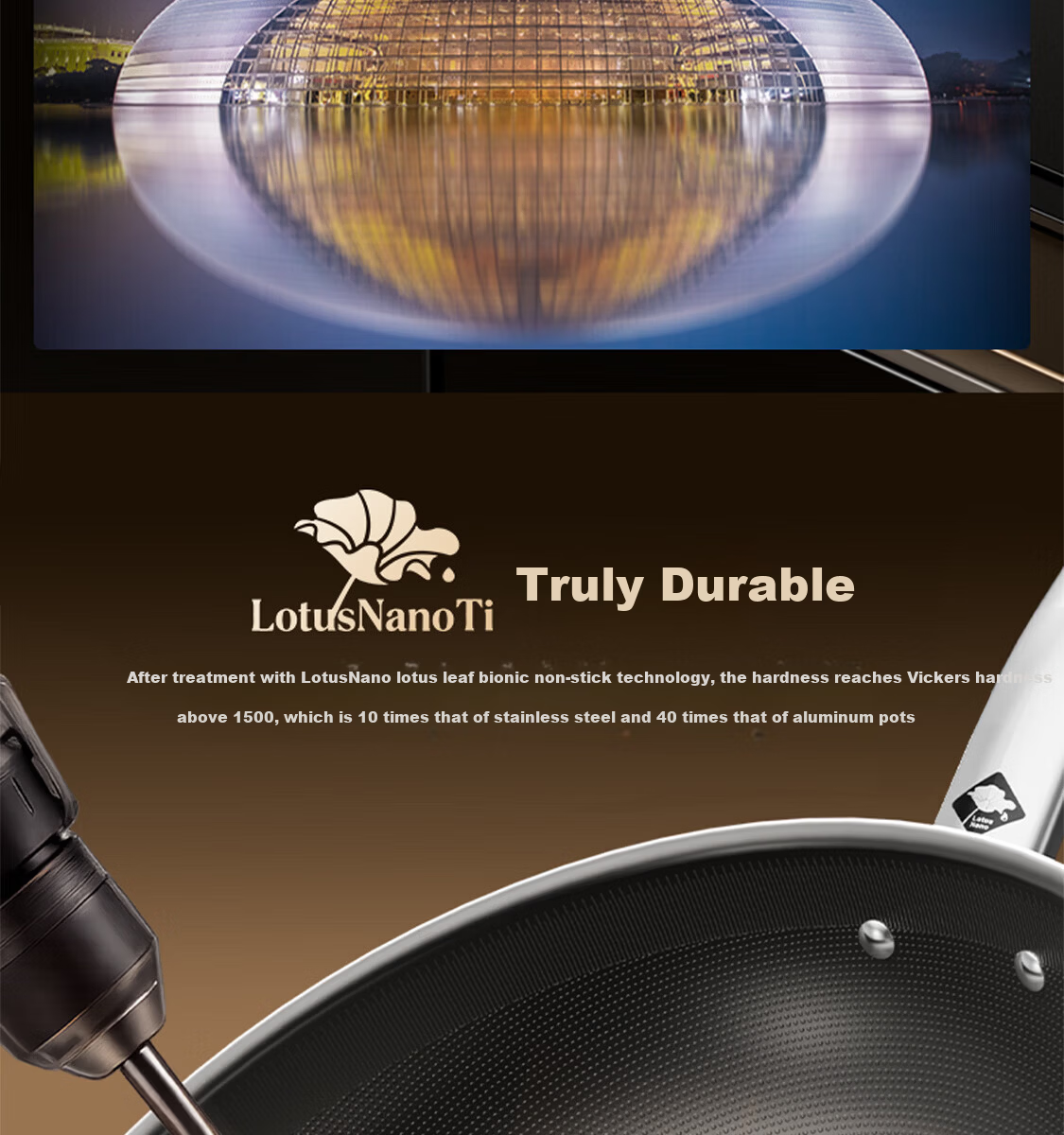 Kambach 5th Generation Pure Titanium Non-Coated Frying Pan Non-Stick Antibacterial 316L Stainless Steel Wok Compatible with Induction Cooker 15