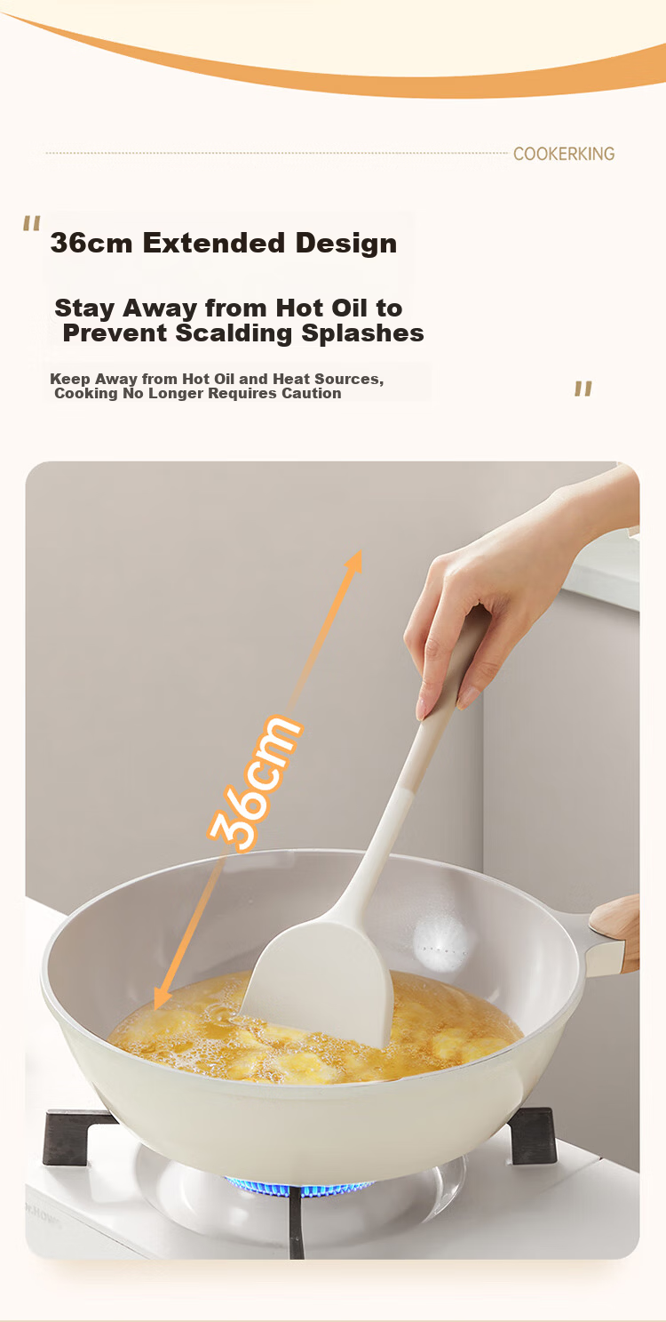 Chuida Huang Antibacterial Food-Grade Silicone Spatula Non-Stick High-Temperature Resistant Chinese Cooking Turner for Frying Pan 7