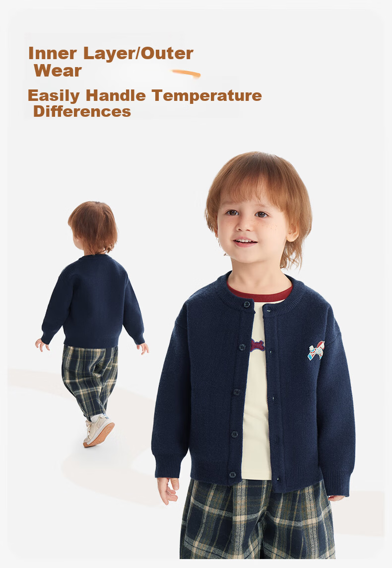 Ciciibear Boys' Thickened Anti-Static Pilling Sweater Cardigan Autumn Winter Striped Jacket for Babies and Girls 7